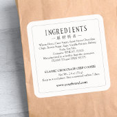 Eenvoudig Bakery Ingredient Label Black Border