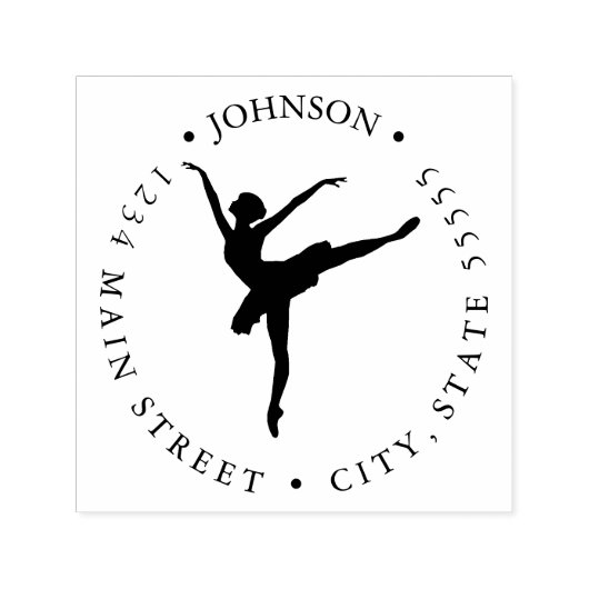Eenvoudig Ballerina Silhouette Return Label Zelfinktende Stempel (Design)