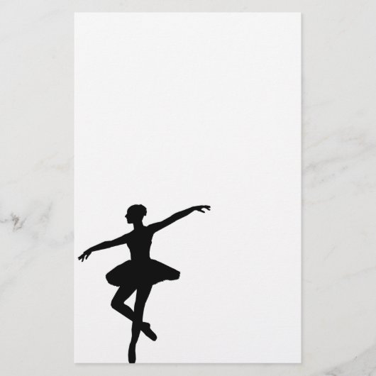 Eenvoudig Ballet Zwart Wit Ballerina Briefpapier (Voorkant)