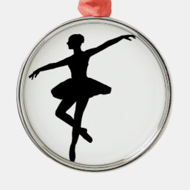 Eenvoudig Ballet Zwart Wit Ballerina Metalen Ornament