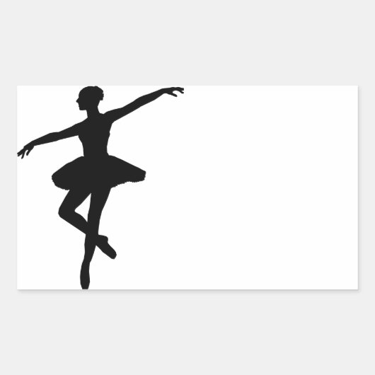 Eenvoudig Ballet Zwart Wit Ballerina Rechthoekige Sticker (Voorkant)