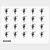 Eenvoudig Ballet Zwart Wit Ballerina Vierkante Sticker (Vel)