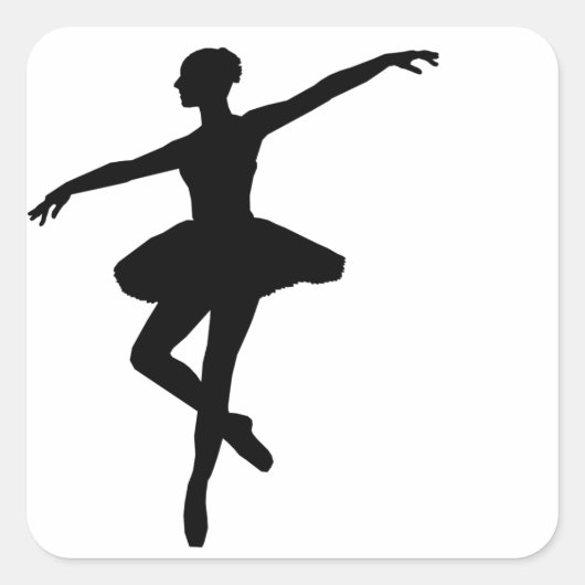 Eenvoudig Ballet Zwart Wit Ballerina Vierkante Sticker (Voorkant)