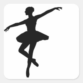 Eenvoudig Ballet Zwart Wit Ballerina Vierkante Sticker