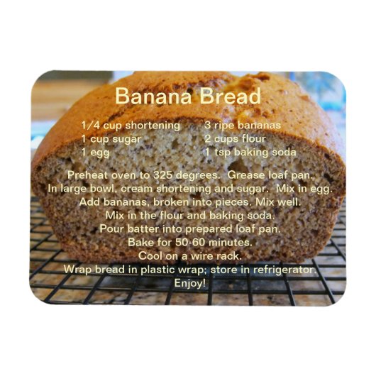 Eenvoudig bananenbrood recept op een magneet (Horizontaal)