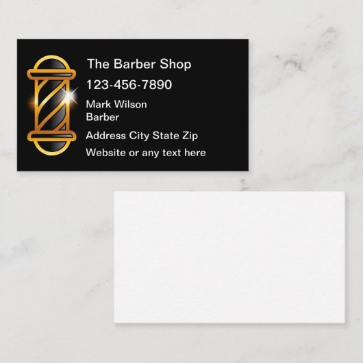 Eenvoudig Barber Shop Light Theme Classy Visitekaartje (Voorkant / Achterkant)