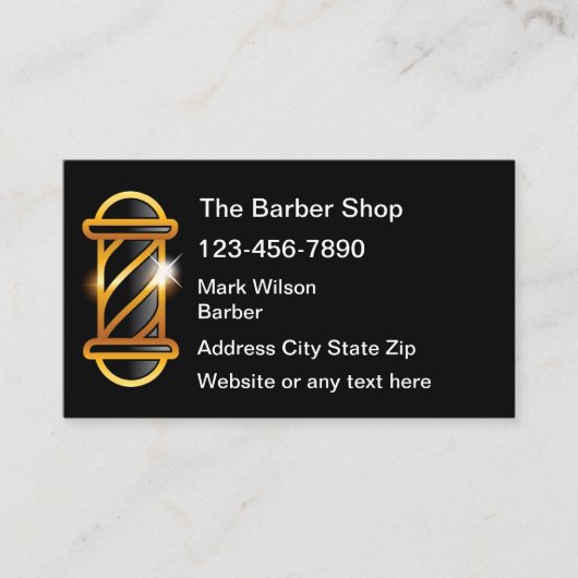 Eenvoudig Barber Shop Light Theme Classy Visitekaartje (Voorkant)