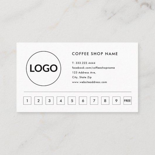 Eenvoudig  Barista Beans Coffee-programma Klantenkaartje (Achterkant)