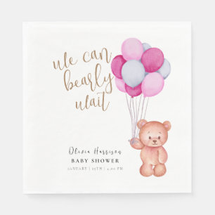Eenvoudig Barly Wachten Beer Roze Ballon Baby show Servet