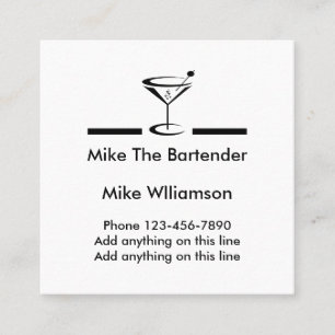 Eenvoudig Bartender Profiel Vierkante Visitekaartje