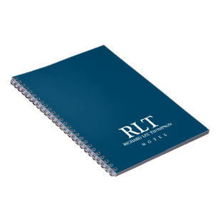 Eenvoudig Basic Monogram op Elegant Blauw Notitieboek