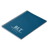 Eenvoudig Basic Monogram op Elegant Blauw Notitieboek (Linkerzijde)