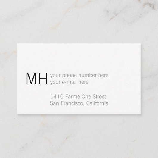 Eenvoudig & Basic Professioneel Wit Visitekaartje (Achterkant)