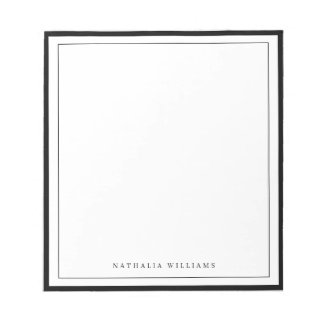 Eenvoudig Basis Gepersonaliseerd Zwart Rand Briefp Notitieblok