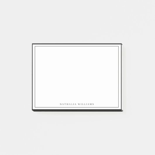 Eenvoudig Basis Persoonlijk Zwart Rand Briefpapier Post-it® Notes (Voorkant)