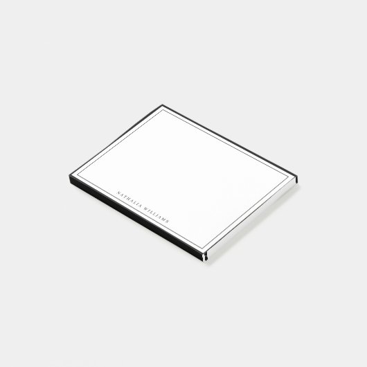 Eenvoudig Basis Persoonlijk Zwart Rand Briefpapier Post-it® Notes (Schuin)