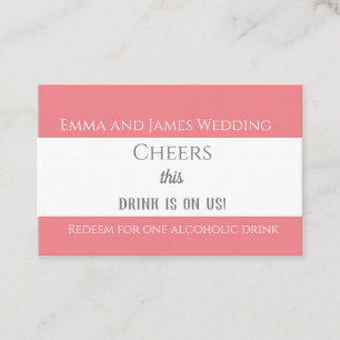 Eenvoudig Basis Roze Token van de Drink van de Wed Visitekaartje