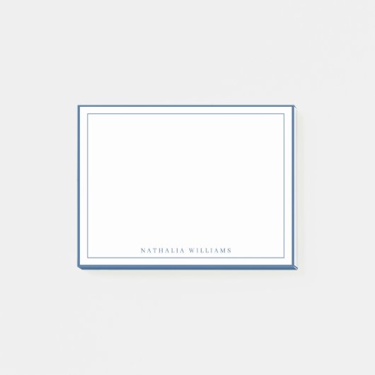 Eenvoudig Basisch Schrijfpapier met Marineblauwe R Post-it® Notes (Voorkant)