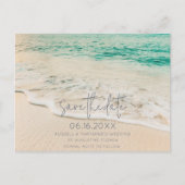 Eenvoudig Beach Weddenschap Budget sparen de Datum Aankondigingskaart (Voorkant)