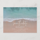 Eenvoudig Beach Weddenschap Budget sparen de Datum Aankondigingskaart (Voorkant)