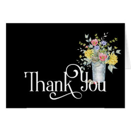 Eenvoudig bedankt design met Bouquet in een Bucket