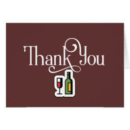 Eenvoudig bedankt design met wijnglas en flesje