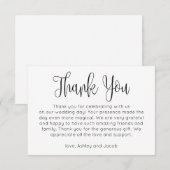 Eenvoudig bedankt. Huwelijkskaart zwart en wit Kaart (Voorkant / Achterkant)