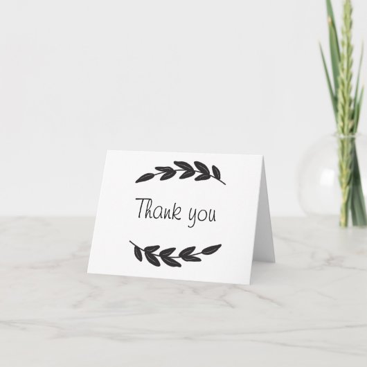 Eenvoudig bedankt, lef, wit en zwart bedankkaart (Voorkant)