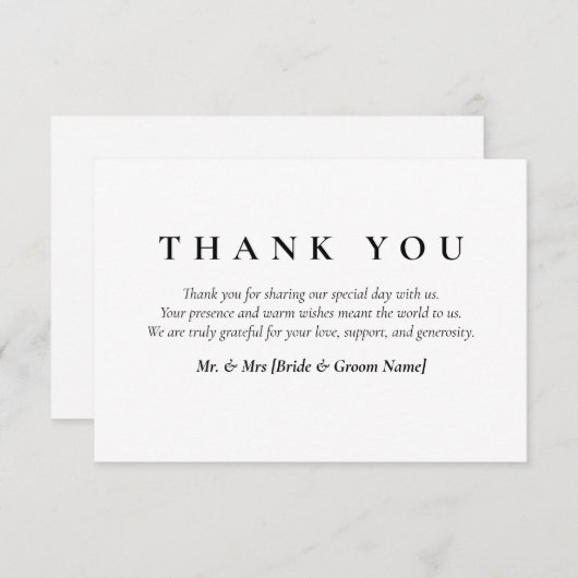 Eenvoudig bedankt minimalistisch (Voorkant / Achterkant)