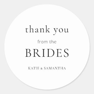 Eenvoudig bedankt van Brides Lesbian Wedding Ronde Sticker