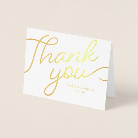 Eenvoudig bedankt voor het Calligrafiescript Wedde Folie Kaarten (Voorkant)