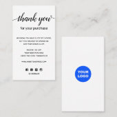 Eenvoudig bedankt voor je aankoop Voeg Logo toe Visitekaartje (Voorkant / Achterkant)