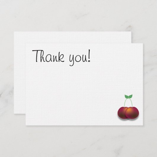 Eenvoudig bedankt voor je Cherry Note Card Kaart (Voorkant / Achterkant)