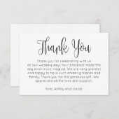 Eenvoudig bedankt. Zwart en wit huwelijksbriefje Kaart (Voorkant / Achterkant)