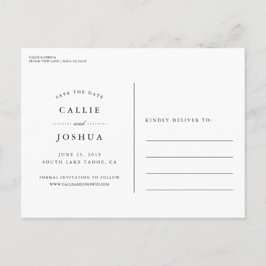 Eenvoudig bedrag opslaan Datum Aankondigingskaart (Achterkant)