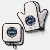 Eenvoudig Bedrijf Logo Business Website Aangepast Ovenwant & Pannenlap Set (Voorkant / Achterkant)