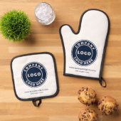 Eenvoudig Bedrijf Logo Business Website Aangepast Ovenwant & Pannenlap Set (Top down)