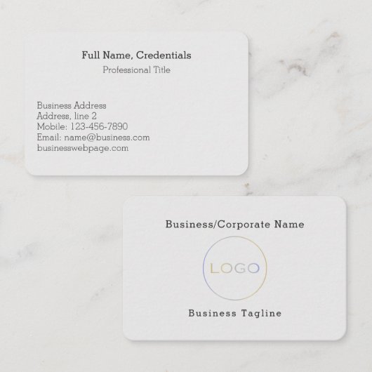 Eenvoudig Bedrijf Logo Formele Lichtgrijs Visitekaartje (Voorkant / Achterkant)