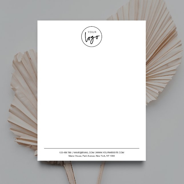 Eenvoudig Bedrijf Logo Minimaal Zwart-wit Bedrijf Briefhoofd (Simple, yet elegant, business logo letterhead design in black and white)