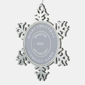 Eenvoudig Bedrijf Logo Naam Merry Christmas Silver Tin Sneeuwvlok Ornament (Rechts)
