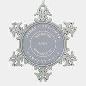 Eenvoudig Bedrijf Logo Naam Merry Christmas Silver Tin Sneeuwvlok Ornament (Voorkant)