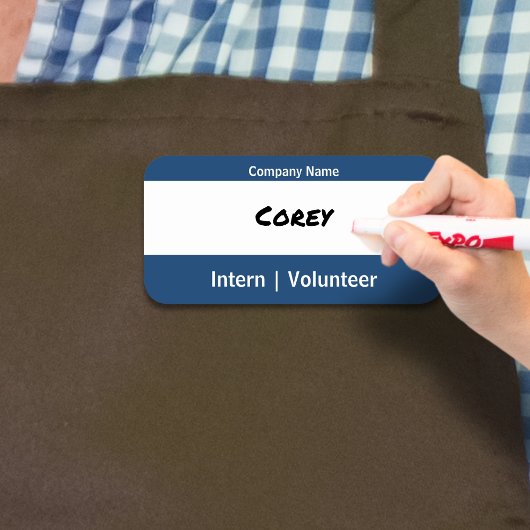 Eenvoudig bedrijf Tijdelijke rol Blauw Wit Droog W Naamplaatje