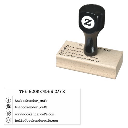 Eenvoudig Bedrijf Visitekaartje Social Media Rubberstempel (Gestempeld)