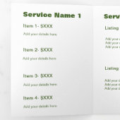 Eenvoudig Bedrijf Voeg jouw naam Tekst menubrochur Drieluik Kaart (Binnenzijde eerst)