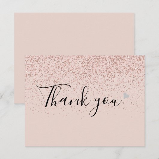 Eenvoudig Bedrijfs Script Dank Je Wel Roze Goud  Briefkaart (Voorkant / Achterkant)