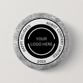 Eenvoudig bedrijfslogo en naam zilver ronde button 5,7 cm
