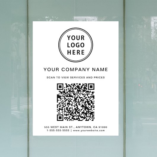 Eenvoudig bedrijfslogo Maak uw QR-code wit Raamsticker