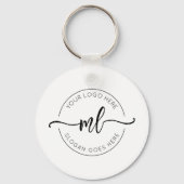Eenvoudig Bedrijfslogo Monogram Beginletters Wit Sleutelhanger (Voorkant)