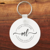 Eenvoudig Bedrijfslogo Monogram Beginletters Wit Sleutelhanger (Voorkant)