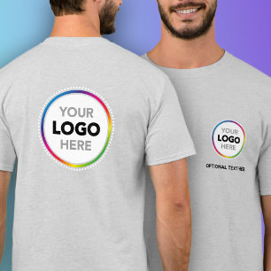 Eenvoudig Bedrijfslogo T-Shirt - Voor- & Achterkan